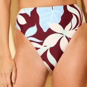 Shade & Shore Tropical High Waist Medium Coverage Bikini Bottom SZ L NWT